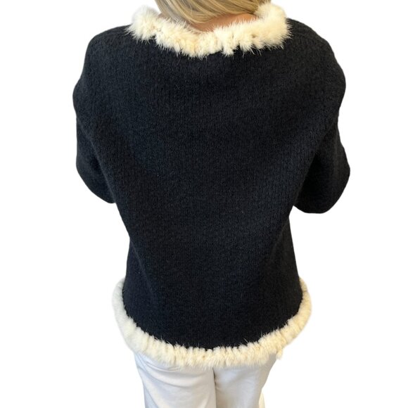 CHANEL Vintage 03A CC Logo Mohair Knit Fur Jacket Pocket Button #38 [105700] - Picture 4 of 12